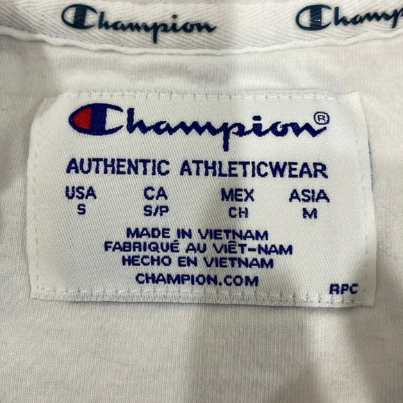 Champion Cropped Crewneck Sweatshirt Blue White Windowpane Checked S - Picture 10 of 15